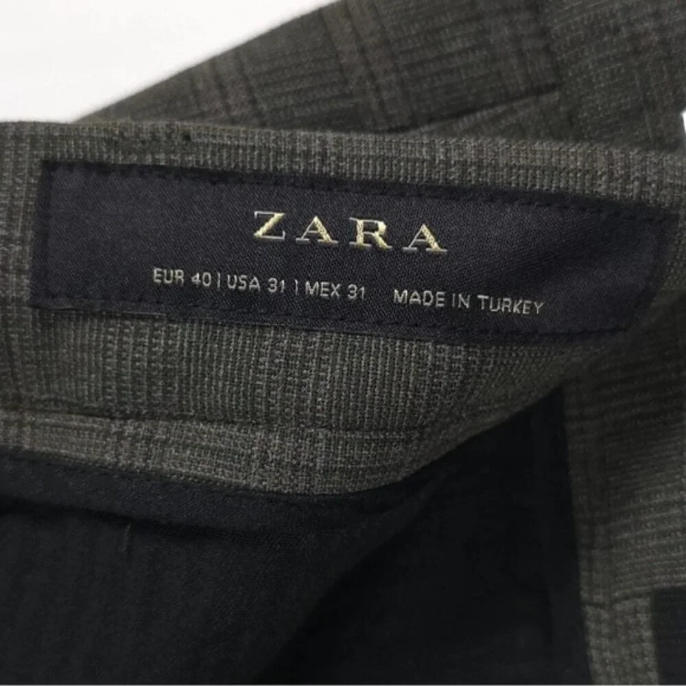 NWT ZARA Plaid Dress‎ Pants with Pockets 0706/451/505 Size 31